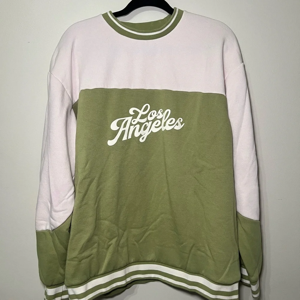 Los Angeles Crewneck Men's Sweater - Green and White